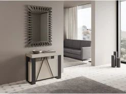 Consola*Ityhome Mesa consola extensível 90x40/196 cm Zamat Small caxemira quadro antracite Cinzento