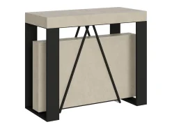 Consola*Ityhome Mesa consola extensível 90x40/196 cm Zamat Small caxemira quadro antracite Cinzento