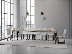 Outlet ITAMOBY Mesa consola extensível 90x40/300 cm Karamay Carvalho Natural quadro Antracite Natural claro