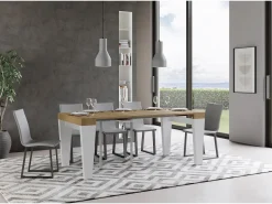 Consola|ITAMOBY Mesa consola extensível 90x40/196 cm Spimbo Mix Small plano Carvalho Natural - estrutura Cinza Branca Natural claro / Branco