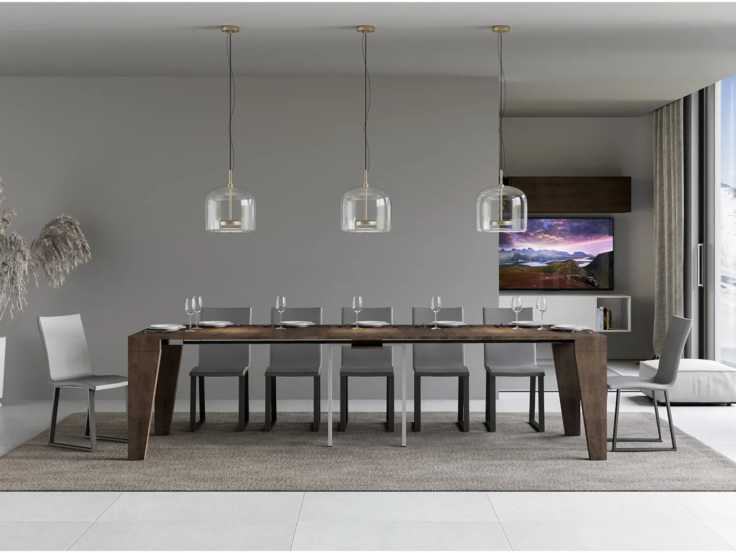 Consola|ITAMOBY Mesa consola extensível 90x40/300 cm Naxy Nogueira Natural escuro