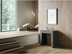 Consola|ITAMOBY Mesa consola extensível 78x47/299 cm Allin Antracite Espatulado extensões internas Cinzento