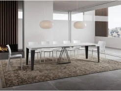 Consola|Ityhome Mesa consola extensível 90x40/300 cm Algo cinza branca quadro antracite Branco