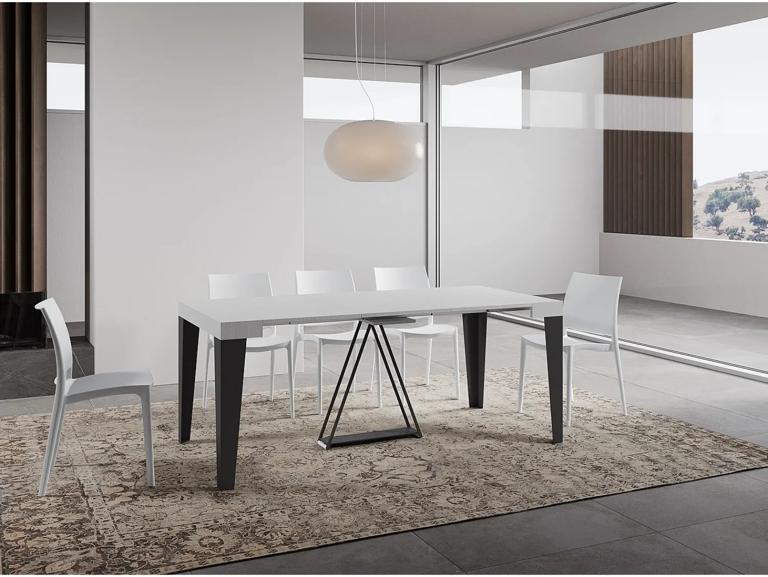 Consola|Ityhome Mesa consola extensível 90x40/300 cm Algo cinza branca quadro antracite Branco