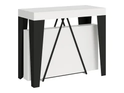 Consola|Ityhome Mesa consola extensível 90x40/300 cm Algo cinza branca quadro antracite Branco