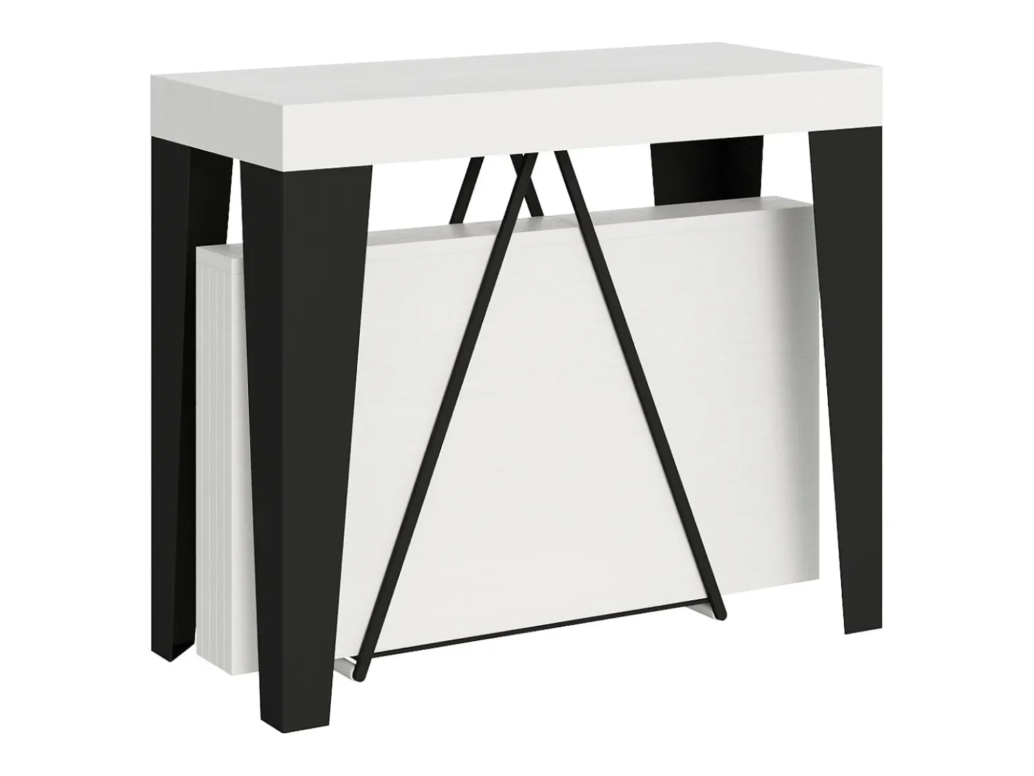 Consola|Ityhome Mesa consola extensível 90x40/300 cm Algo cinza branca quadro antracite Branco
