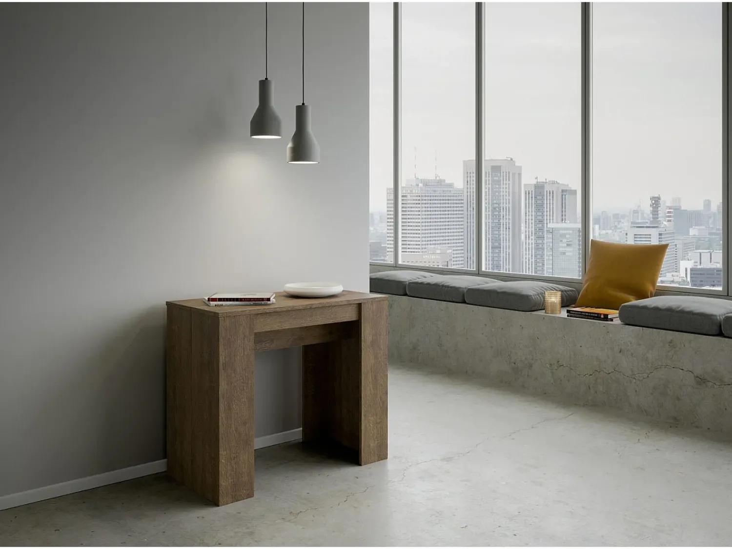 ITAMOBY Mesa consola extensível 90x48/204 cm Basic Small Nogueira^ Consola