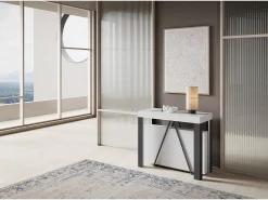 Consola|Ityhome Mesa consola extensível 90x40/196 cm Tarax Small cinza branca quadro antracite Branco