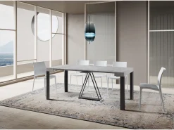 Consola*Ityhome Mesa consola extensível 90x40/196 cm Tarax Small cimento quadro antracite Cinzento