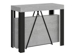 Consola*Ityhome Mesa consola extensível 90x40/196 cm Tarax Small cimento quadro antracite Cinzento