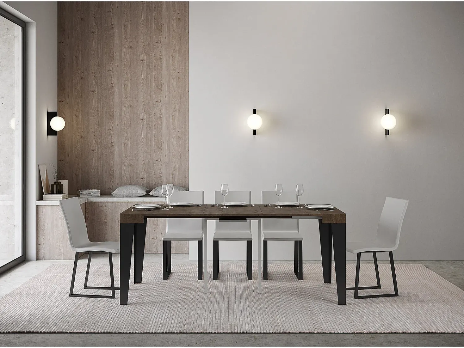 ITAMOBY Mesa consola extensível 90x40/300 cm Flame Nogueira quadro Antracite^ Consola