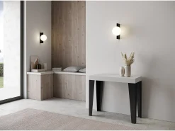 Consola|ITAMOBY Mesa consola extensível 90x40/196 cm Flame Small Premium Cinza Branca quadro Antracite Branco