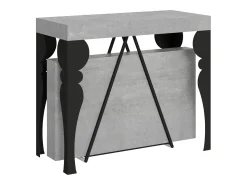 Consola*Ityhome Mesa consola extensível 90x40/300 cm Riza cimento quadro antracite Cinzento