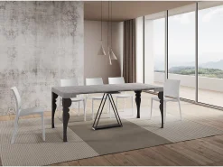 Consola*Ityhome Mesa consola extensível 90x40/300 cm Riza cimento quadro antracite Cinzento