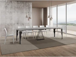 Consola*Ityhome Mesa consola extensível 90x40/300 cm Riza cimento quadro antracite Cinzento