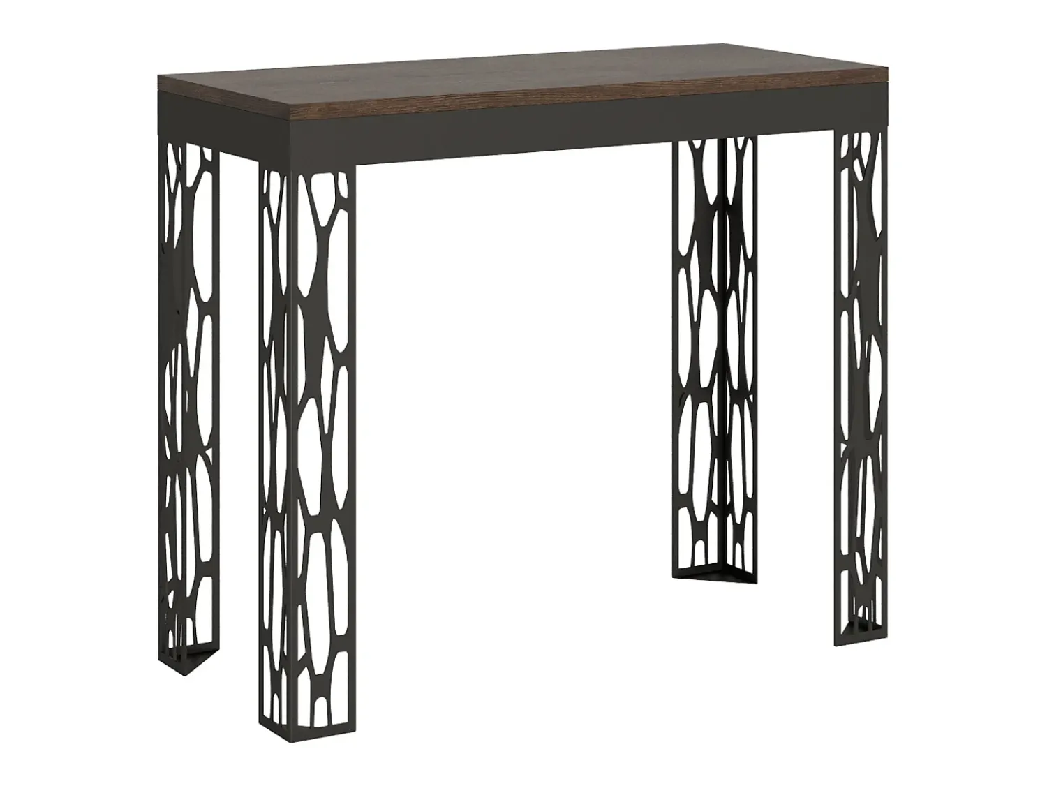 Consola|ITAMOBY Mesa consola extensível 90x40/196 cm Ghibli Evolution Small Nogueira quadro Antracite Natural escuro