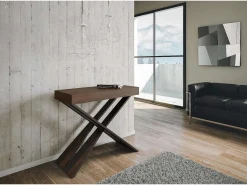 Clearance ITAMOBY Mesa consola extensível 90x40/196 cm Diago Small Nogueira quadro Antracite Natural escuro