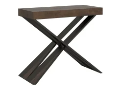 Clearance ITAMOBY Mesa consola extensível 90x40/196 cm Diago Small Nogueira quadro Antracite Natural escuro