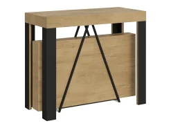 Outlet Ityhome Mesa consola extensível 90x40/196 cm Tarax Small carvalho natural quadro antracite Castanho