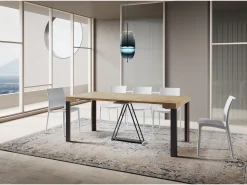 Outlet Ityhome Mesa consola extensível 90x40/196 cm Tarax Small carvalho natural quadro antracite Castanho