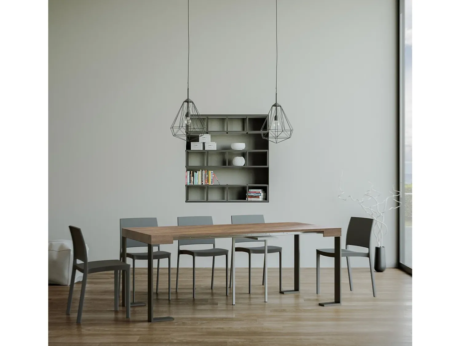 Discount ITAMOBY Mesa consola extensível 90x40/300 cm Tecno Nogueira quadro Antracite Natural escuro