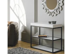 ITAMOBY Mesa consola extensível 90x40/300 cm Plano Cinza Branca quadro Antracite^ Consola