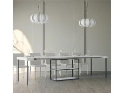 ITAMOBY Mesa consola extensível 90x40/300 cm Plano Cinza Branca quadro Antracite^ Consola