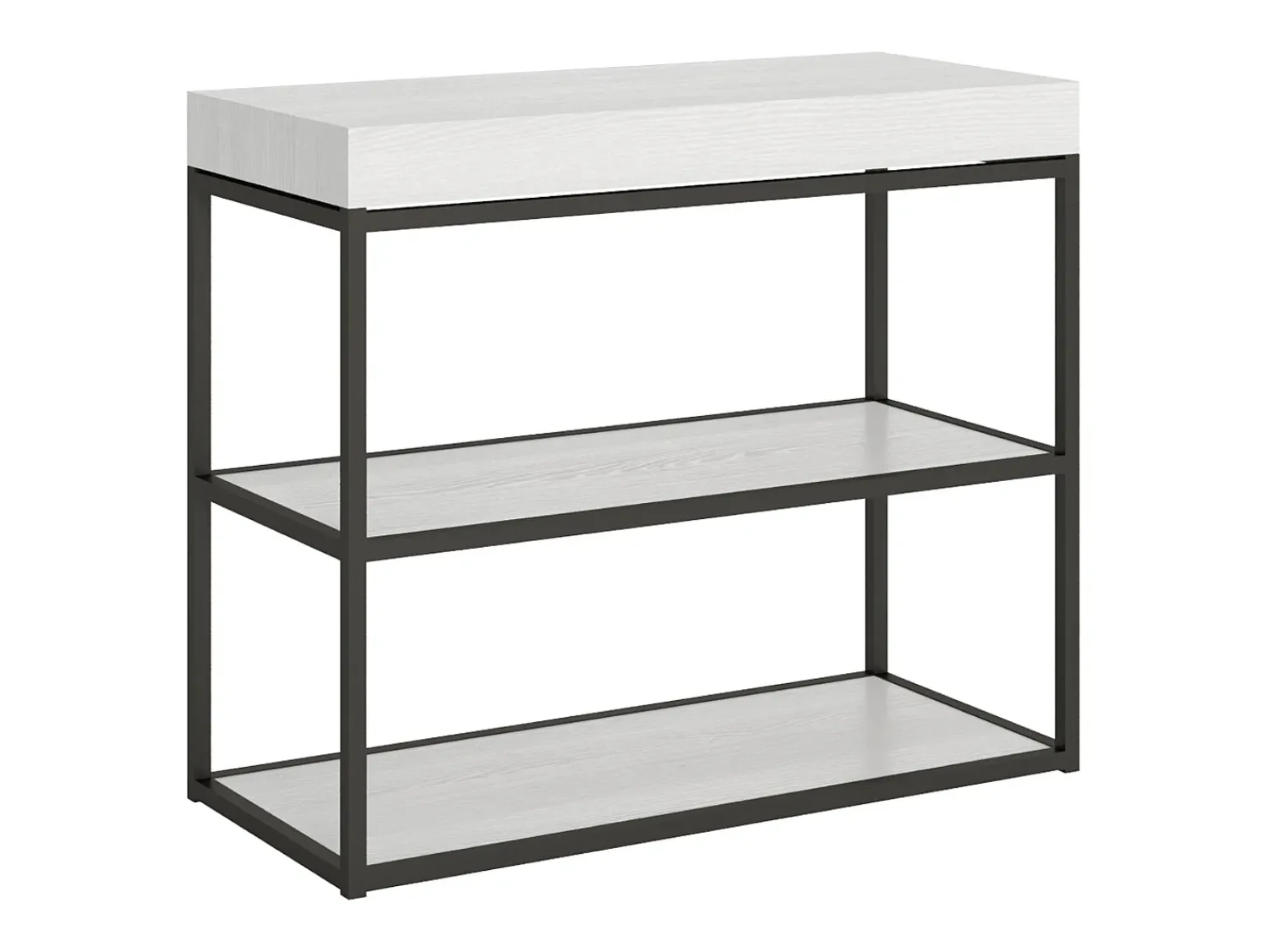ITAMOBY Mesa consola extensível 90x40/300 cm Plano Cinza Branca quadro Antracite^ Consola