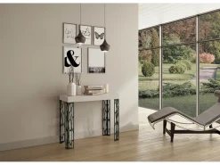 ITAMOBY Mesa consola extensível 90x40/300 cm Ghibli Cinza Branca quadro Antracite Branco