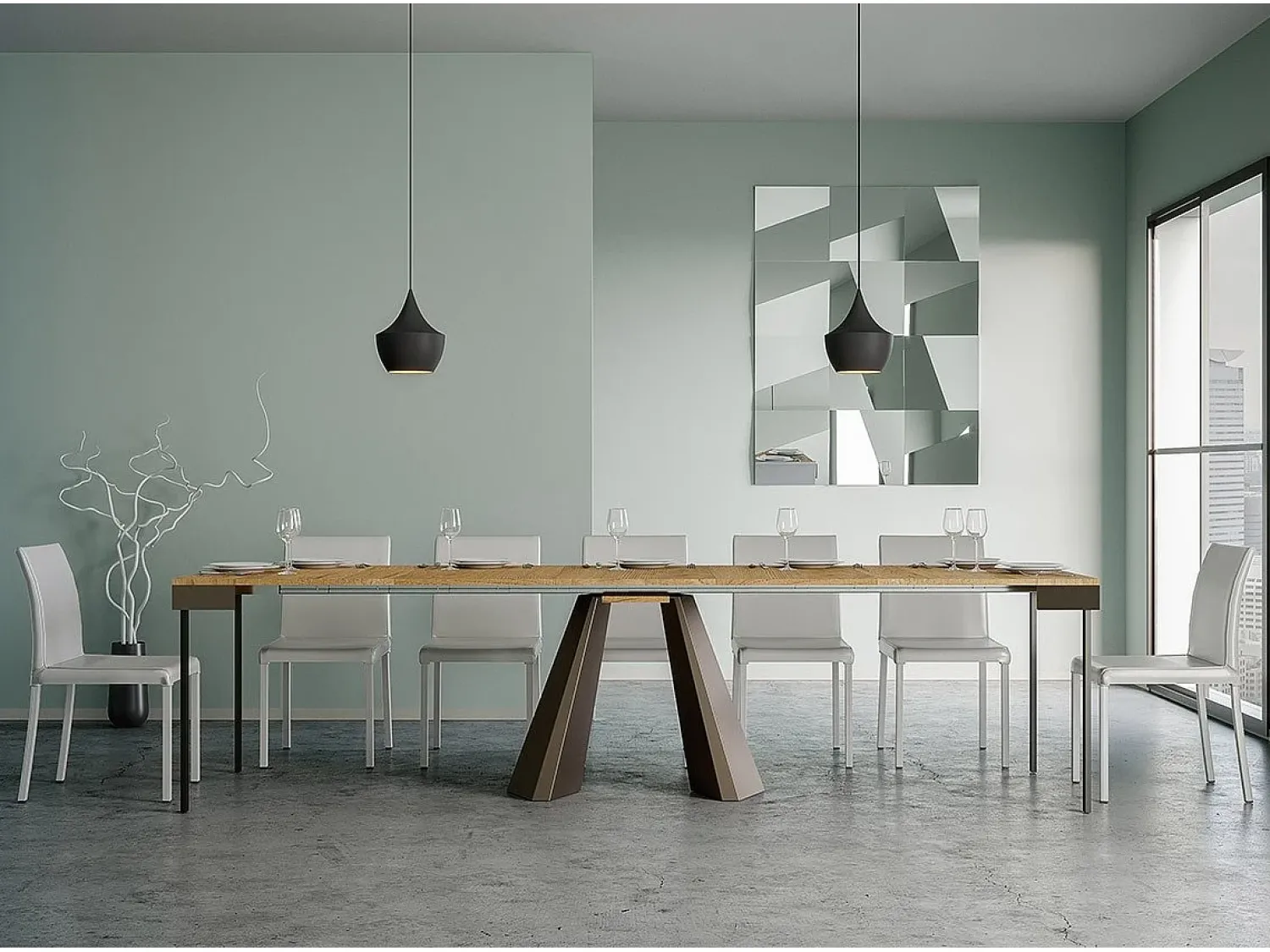 Consola*ITAMOBY Mesa consola extensível 90x40/300 cm Diamante Evolution Carvalho Natural quadro Urso Natural claro