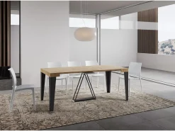 Consola*Ityhome Mesa consola extensível 90x40/300 cm Algo carvalho natural quadro antracite Castanho
