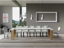 Outlet ITAMOBY Mesa consola extensível 90x40/300 cm Roxell Mix plano Cinza Branca - estrutura Carvalho Natural Natural claro / Branco
