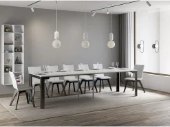 Consola|ITAMOBY Mesa consola extensível 90x40/300 cm Linea Evolution Cinza Branca quadro Antracite Branco
