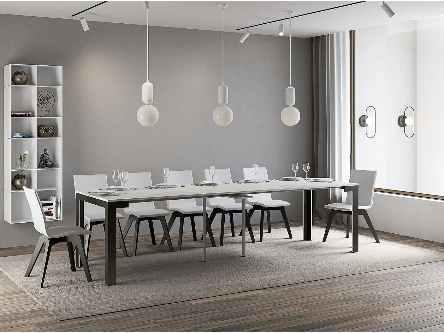 Consola|ITAMOBY Mesa consola extensível 90x40/300 cm Linea Evolution Cinza Branca quadro Antracite Branco