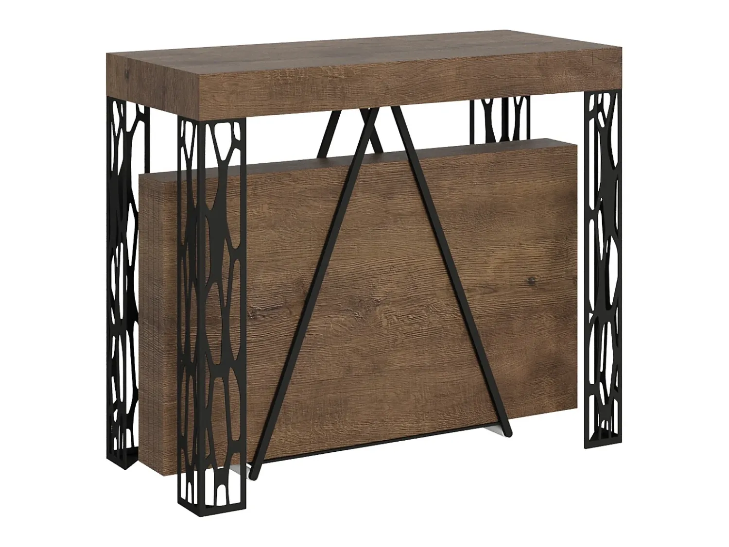 Ityhome Mesa consola extensível 90x40/196 cm Kerpa Small nogueira quadro antracite^ Consola