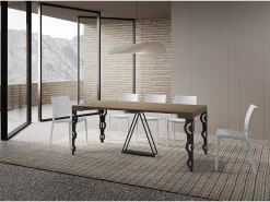 Consola|Ityhome Mesa consola extensível 90x40/196 cm Aceres Small tortora quadro antracite Castanho