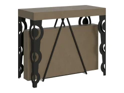 Consola|Ityhome Mesa consola extensível 90x40/196 cm Aceres Small tortora quadro antracite Castanho