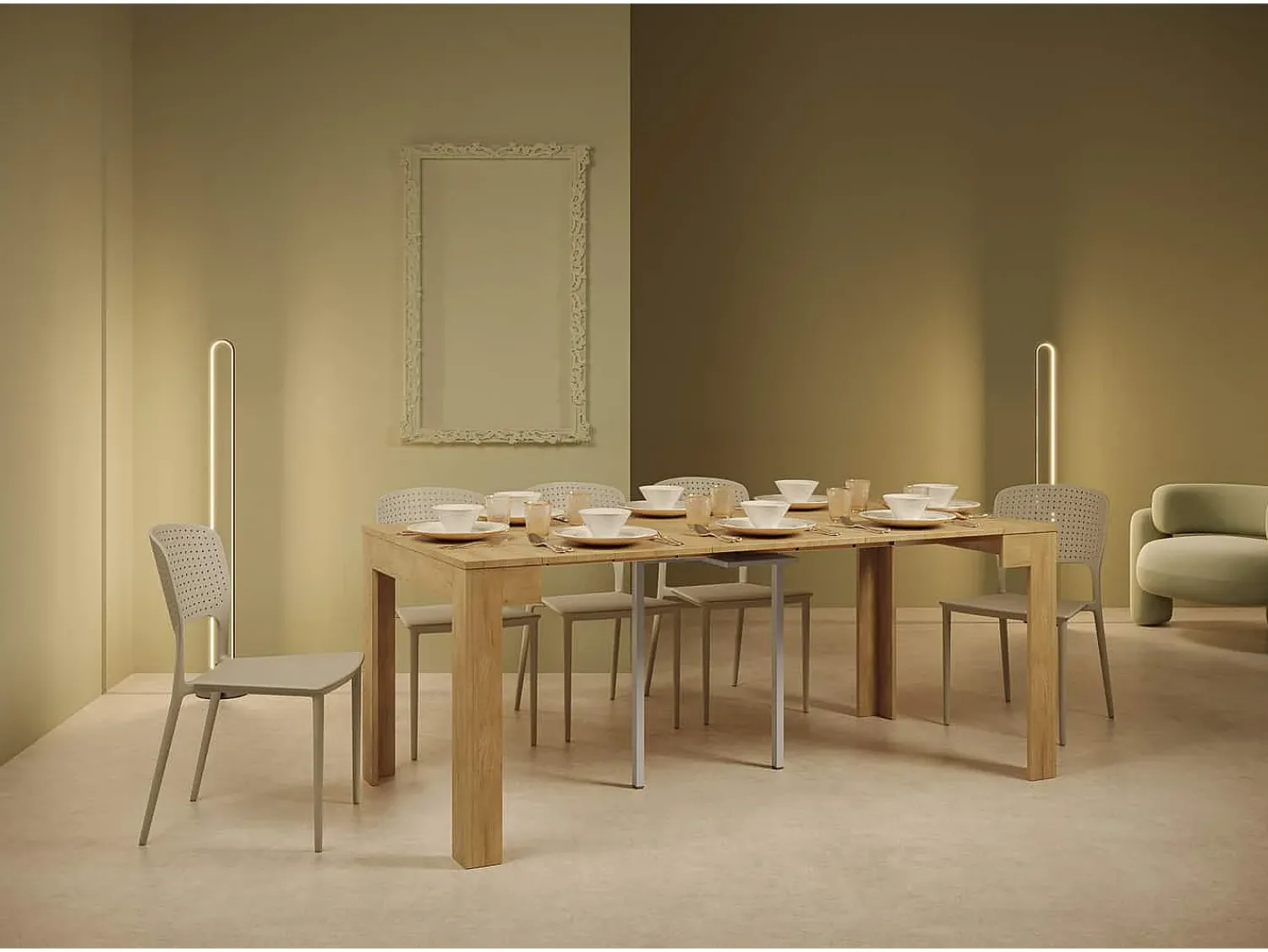 Ityhome Mesa consola extensível 90x42/198 cm Bora Small carvalho natural^ Consola