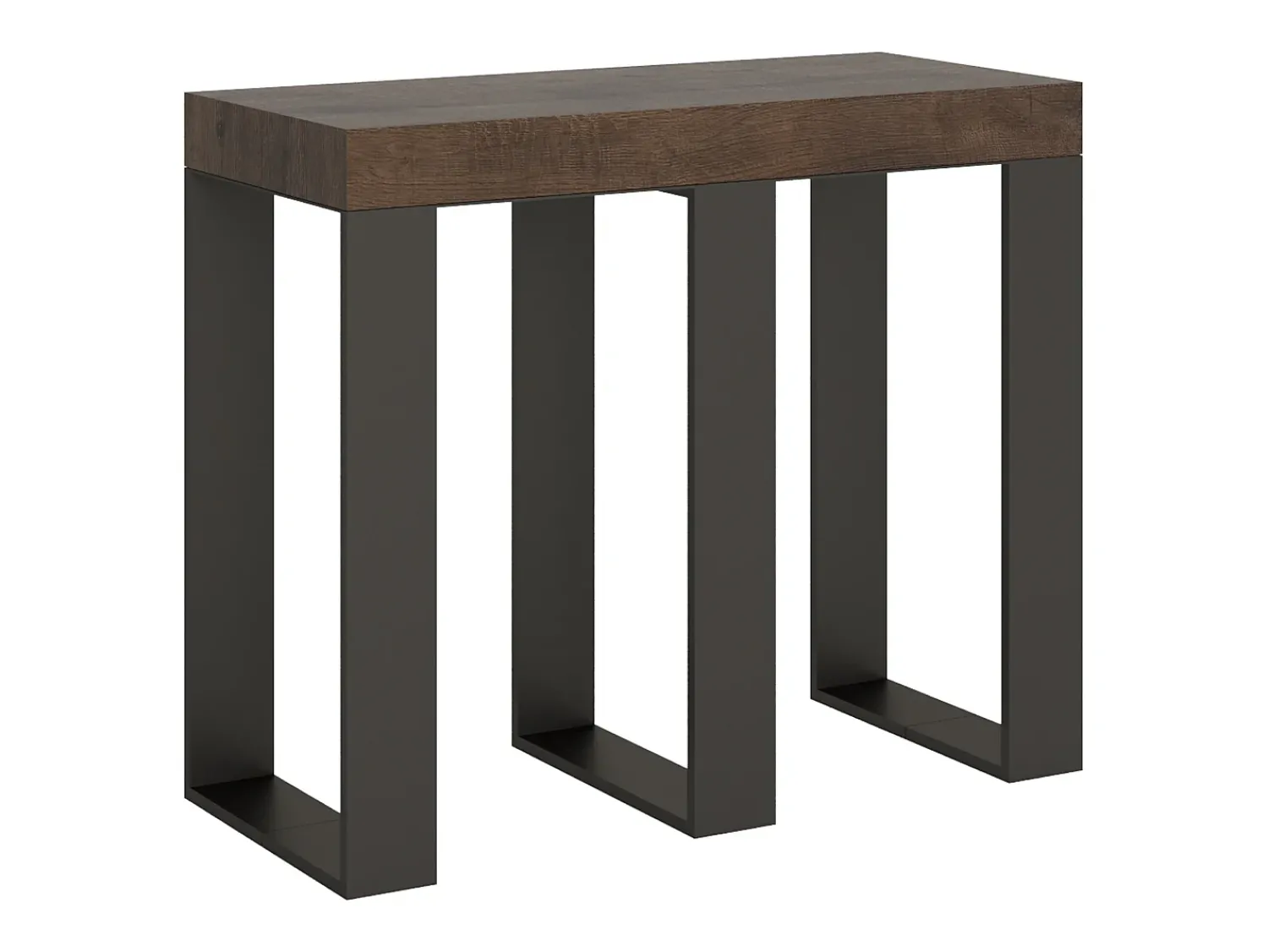 Clearance ITAMOBY Mesa consola extensível 90x40/300 cm Sintesi Nogueira quadro Antracite Natural escuro