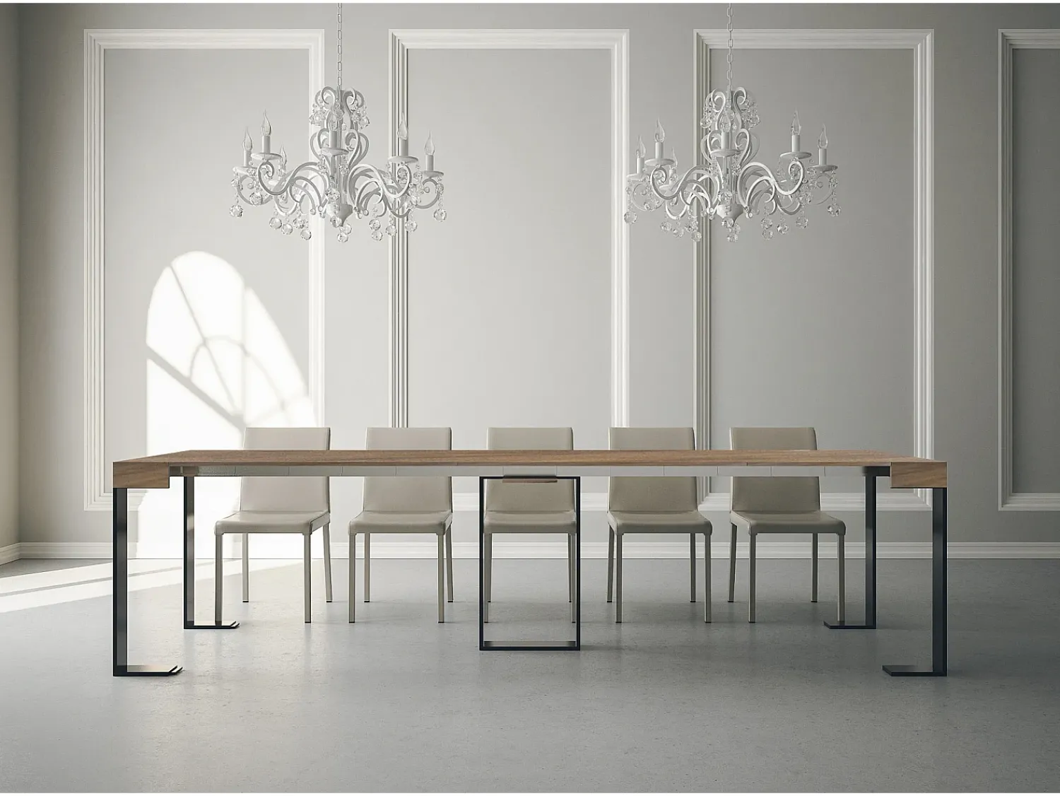 Clearance ITAMOBY Mesa consola extensível 90x40/300 cm Sintesi Nogueira quadro Antracite Natural escuro