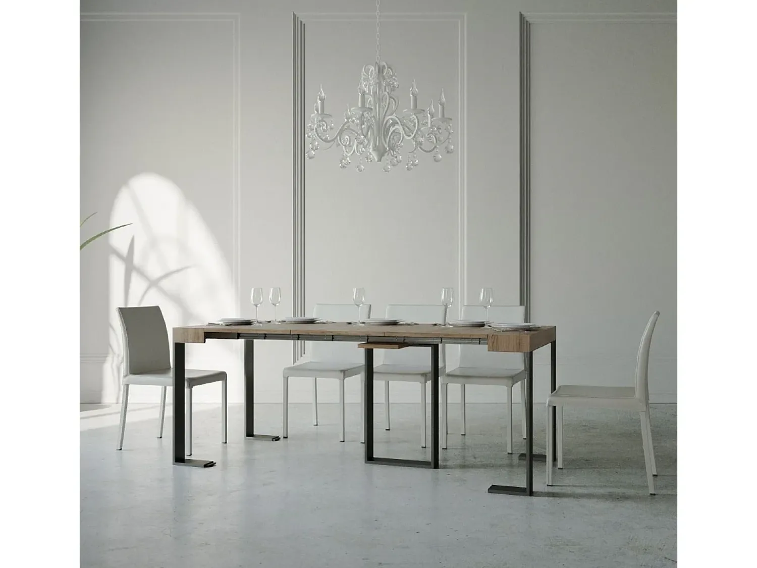 Clearance ITAMOBY Mesa consola extensível 90x40/300 cm Sintesi Nogueira quadro Antracite Natural escuro