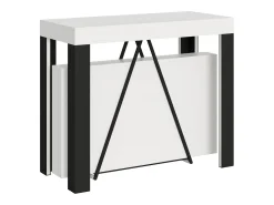 New Ityhome Mesa consola extensível 90x40/300 cm Tarax cinza branca quadro antracite Branco