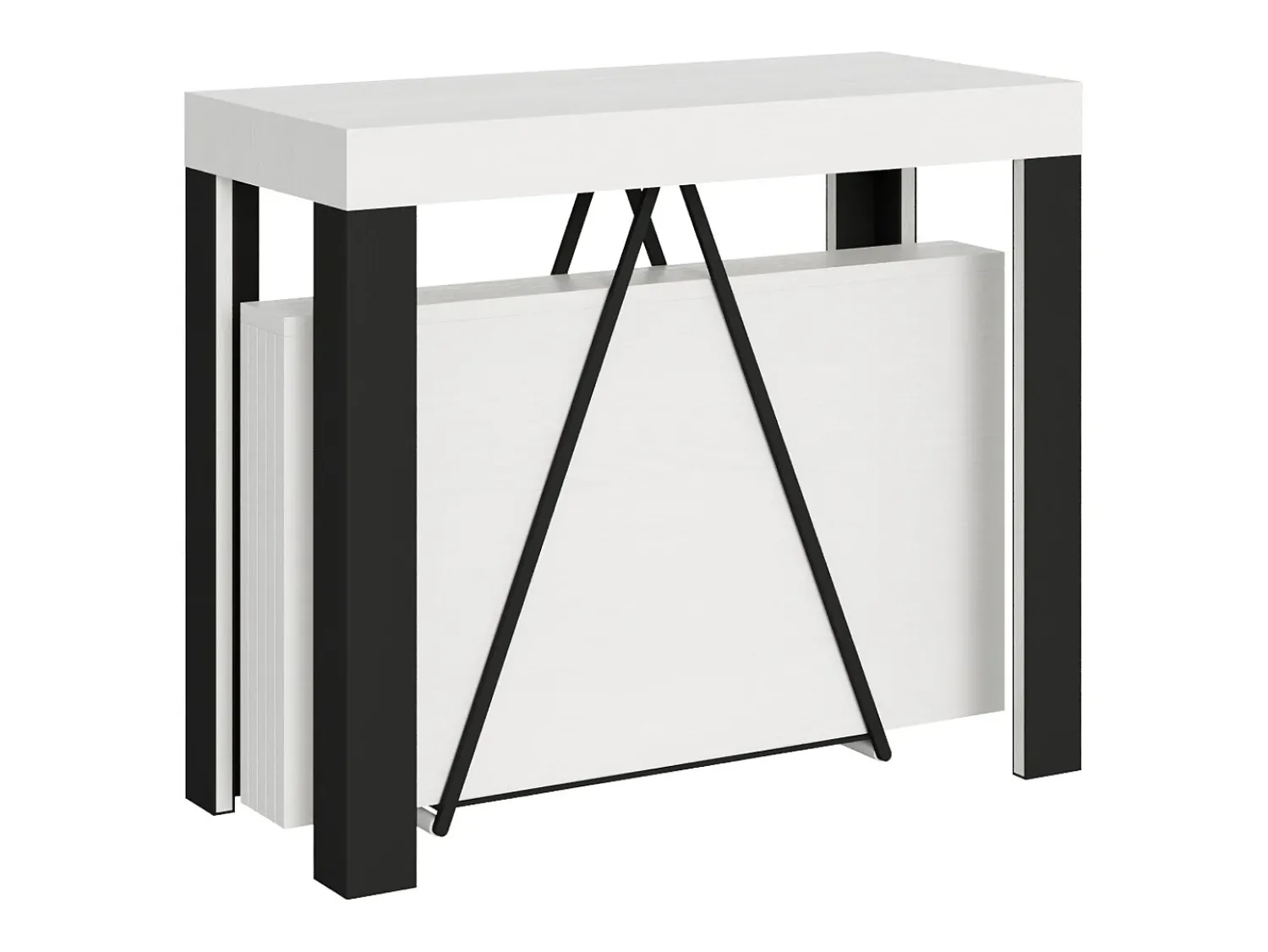 New Ityhome Mesa consola extensível 90x40/300 cm Tarax cinza branca quadro antracite Branco