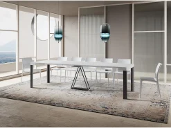 New Ityhome Mesa consola extensível 90x40/300 cm Tarax cinza branca quadro antracite Branco