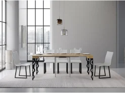 ITAMOBY Mesa consola extensível 90x40/196 cm Karamay Small Carvalho Natural quadro Antracite^ Consola