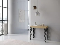 ITAMOBY Mesa consola extensível 90x40/196 cm Karamay Small Carvalho Natural quadro Antracite^ Consola