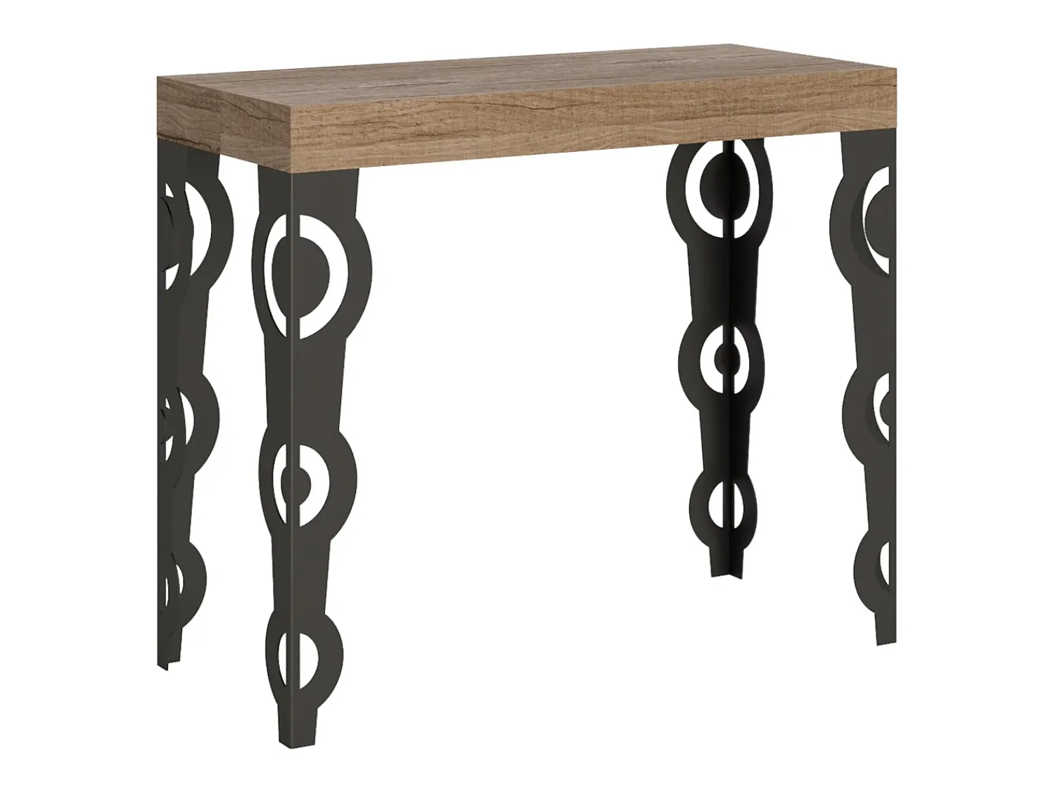 ITAMOBY Mesa consola extensível 90x40/196 cm Karamay Small Carvalho Natural quadro Antracite^ Consola