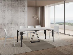 Clearance Ityhome Mesa consola extensível 90x40/300 cm Riza cinza branca quadro antracite Branco