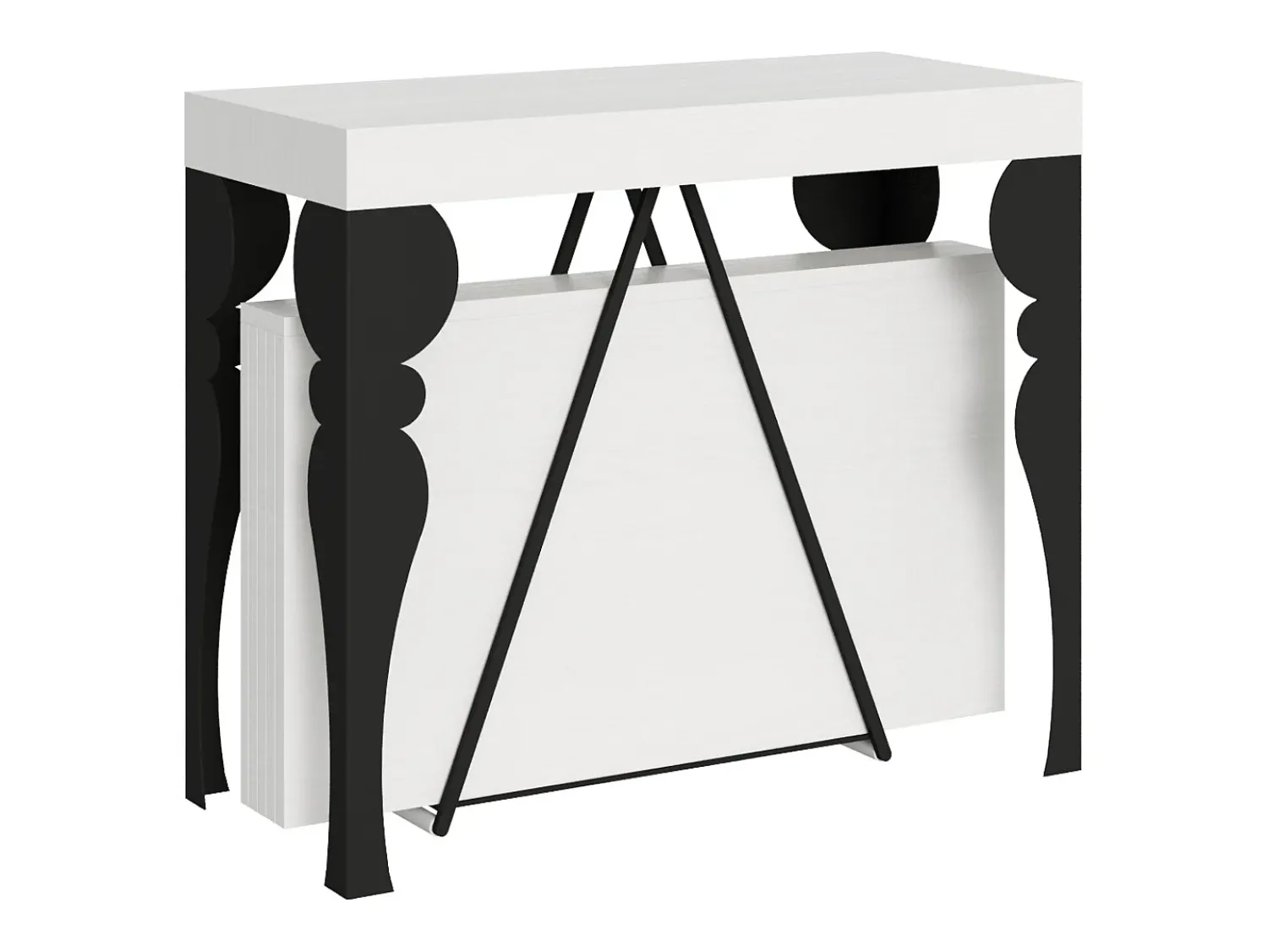 Clearance Ityhome Mesa consola extensível 90x40/300 cm Riza cinza branca quadro antracite Branco
