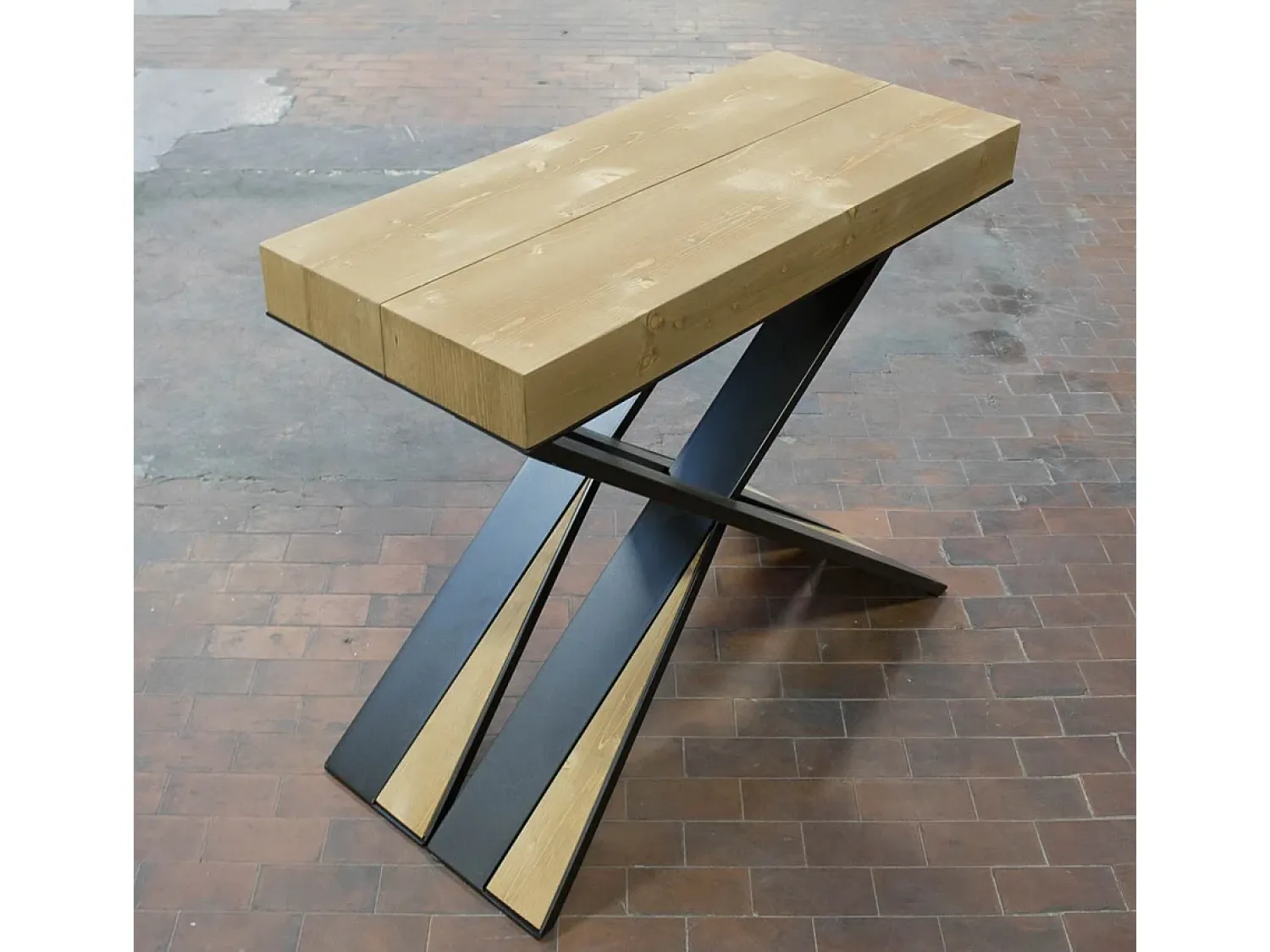 Consola*ITAMOBY Mesa consola extensível 90x40/290 cm Diago Abeto tingido quadro Antracite Castanho